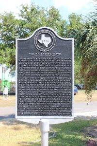 William B Travis Historical marker at Fort Anahuac in Anahuac, Texas